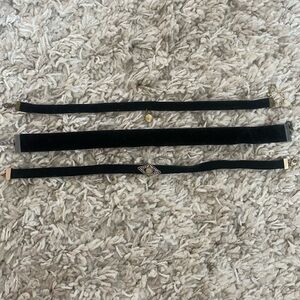 Black Velvet Choker Set - 3 Pack